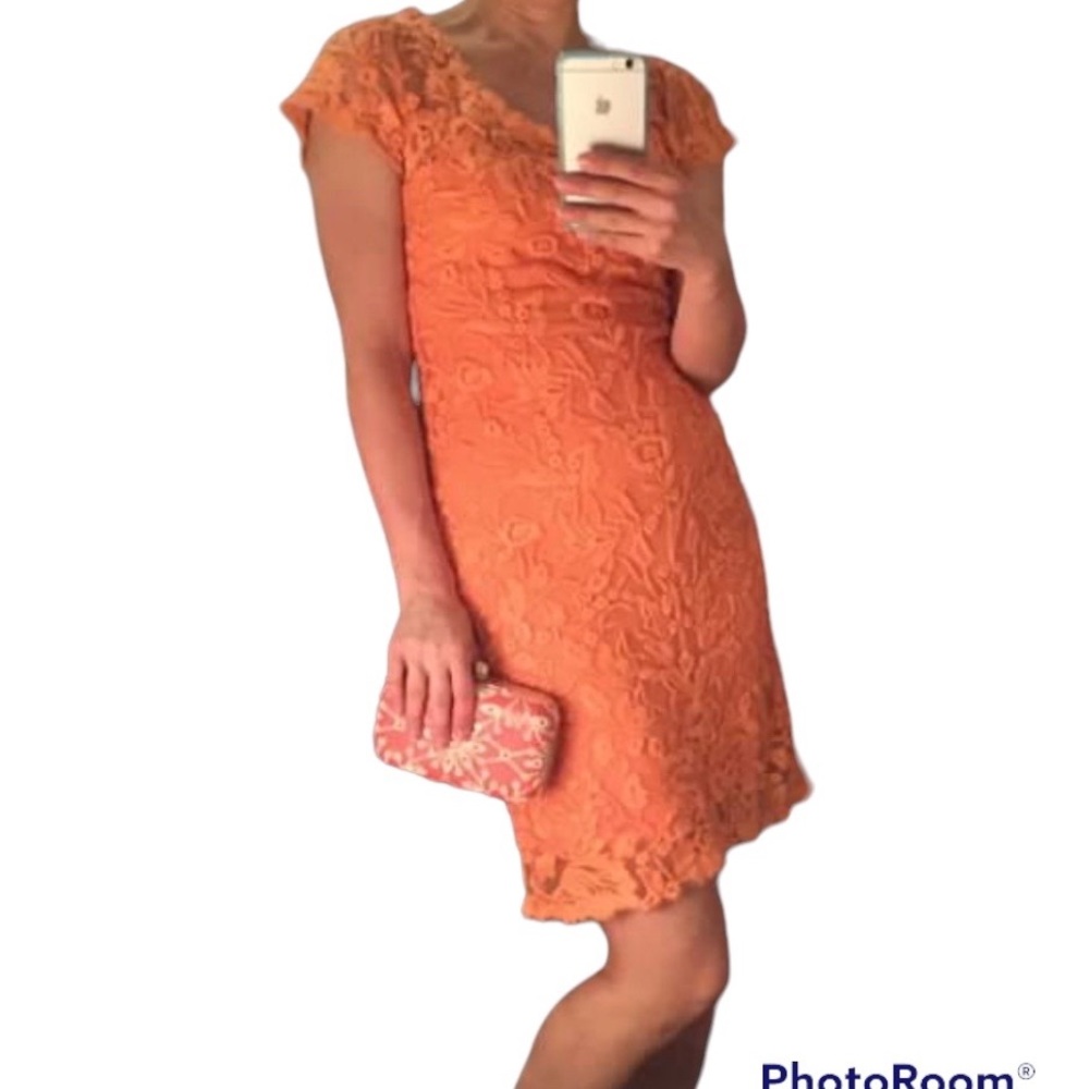 Candela orange floral lace dress size XS